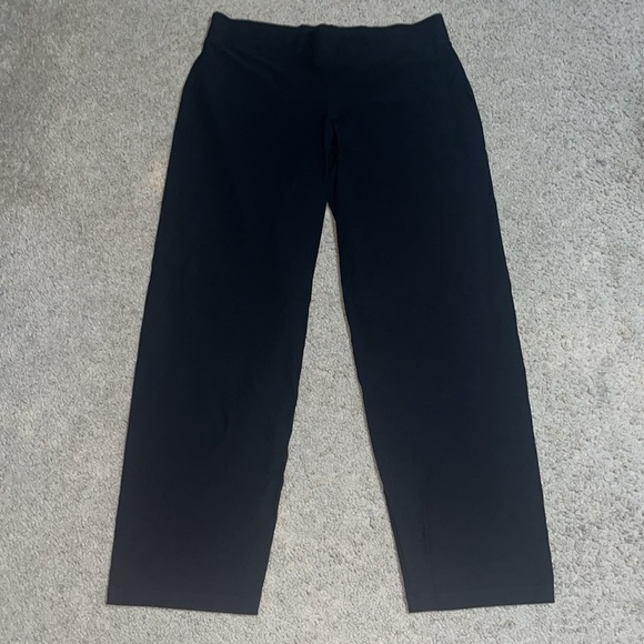 Eileen Fisher Washable Stretch Crepe Wide Straight Leg Pant Black Large - Picture 4 of 10
